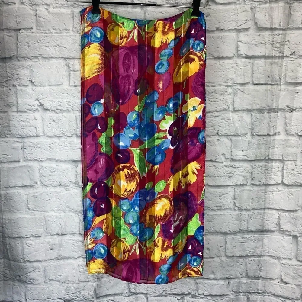 Women’s semi sheer multicolor floral print wrap and tie scarf OS
